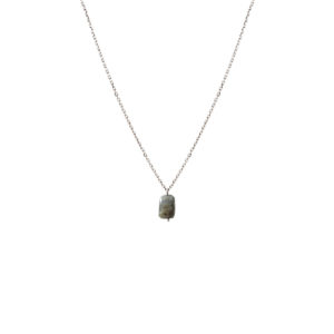 Collier Stone en or blanc et labradorite