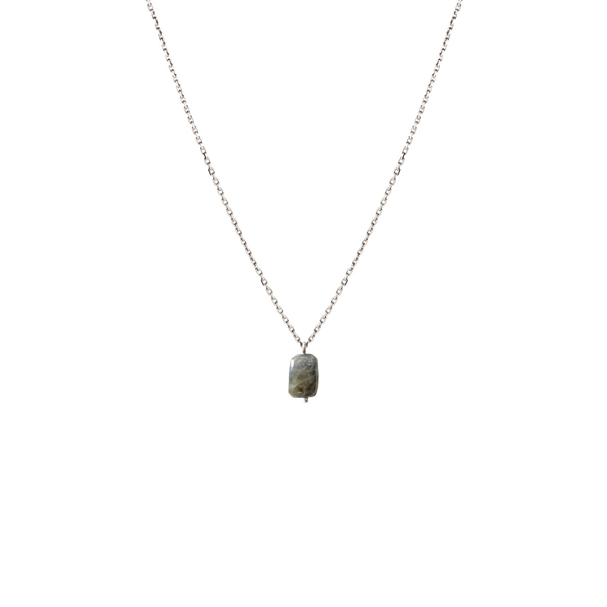 Collier Stone en or blanc et labradorite