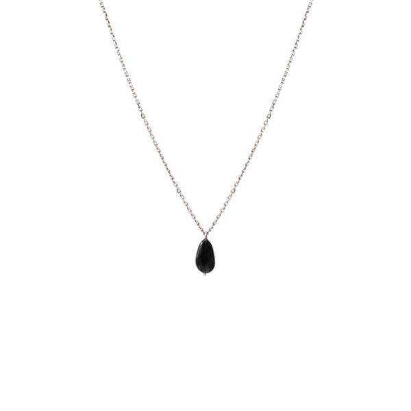 Collier Stone en or blanc et spinelle noire