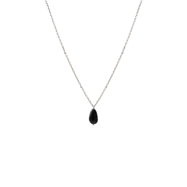 Collier Stone en or blanc et spinelle noire