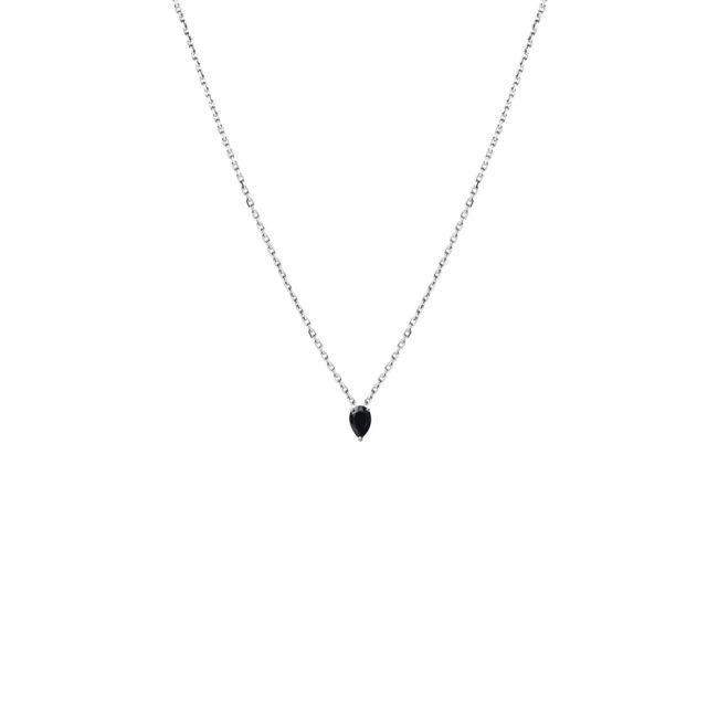 Collier Stone en argent et spinelle noire taille poire