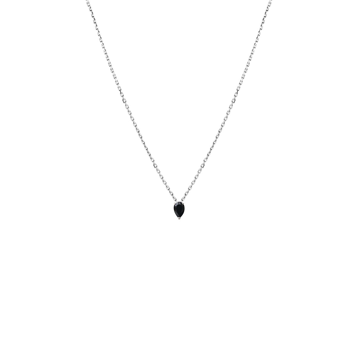 Collier Stone en argent et spinelle noire taille poire