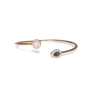 Jonc Mila Twist Or jaune, diamants et tourmaline verte