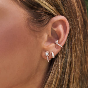 Boucle d'oreille Mila Hope Emeraude Or 18 carats et diamants