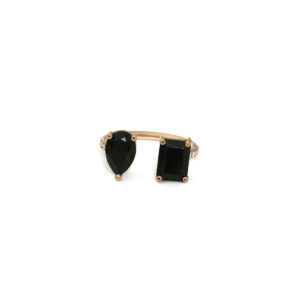 Bague Just Joy Twins Blacken or jaune 18 carats et spinelles noires