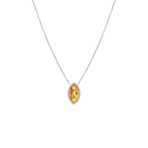 Collier Mila Marquise Golden Or blanc 18 carats citrine et diamants