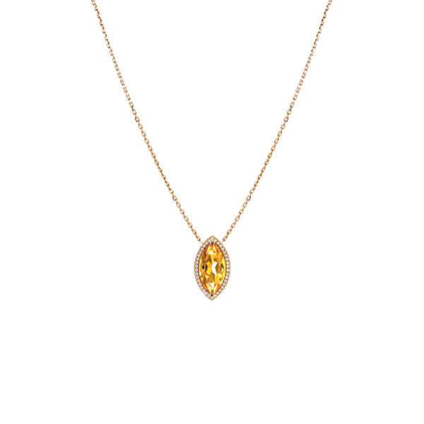 Collier Mila Marquise Golden Or jaune 18 carats citrine et diamants