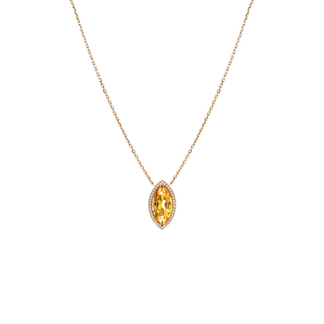 Collier Mila Marquise Golden Or jaune 18 carats citrine et diamants