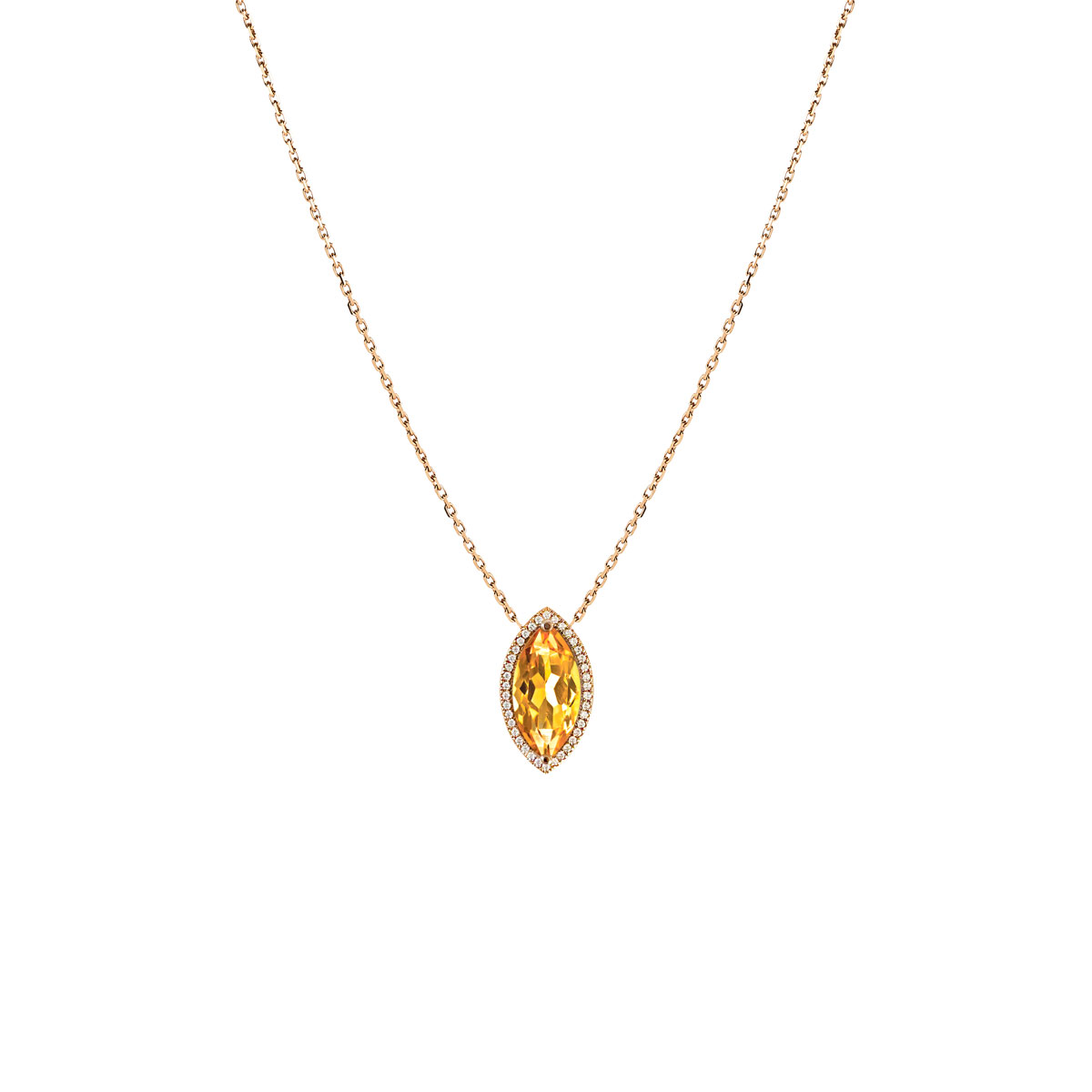 Collier Mila Marquise Golden Or jaune 18 carats citrine et diamants