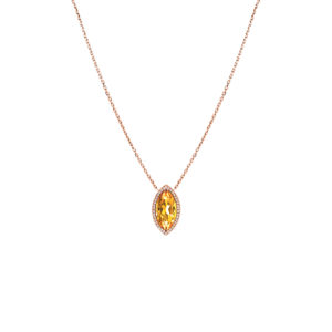 Collier Mila Marquise Golden Or rose 18 carats citrine et diamants