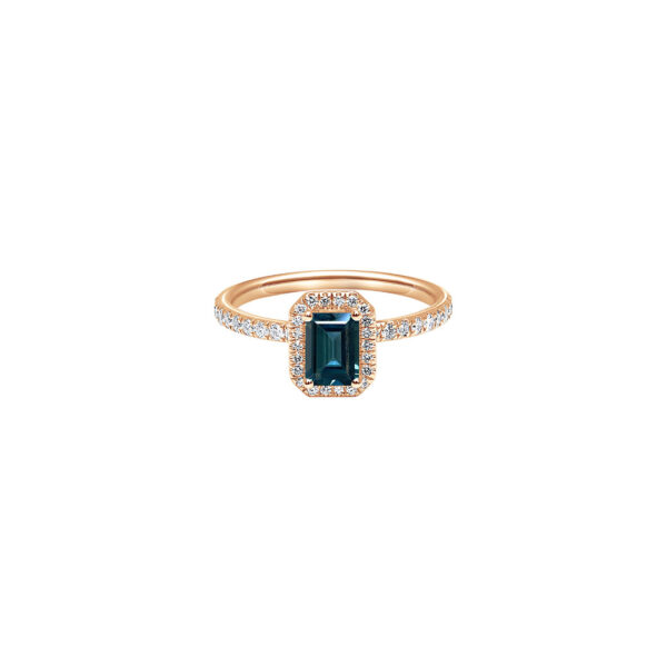 Bague Mila Blue Or rose 18 carats avec topaze et diamants