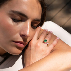 Bague Mila Double Ovale Tourmaline verte et diamants en or 18 carats