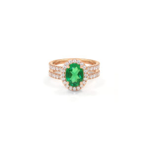 Bague Mila Double Ovale Tourmaline verte et diamants en or rose 18 carats
