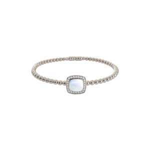Jonc Mila Empire pierre de lune or blanc 18 carats
