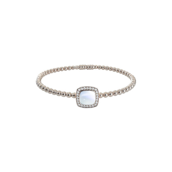 Jonc Mila Empire pierre de lune or blanc 18 carats
