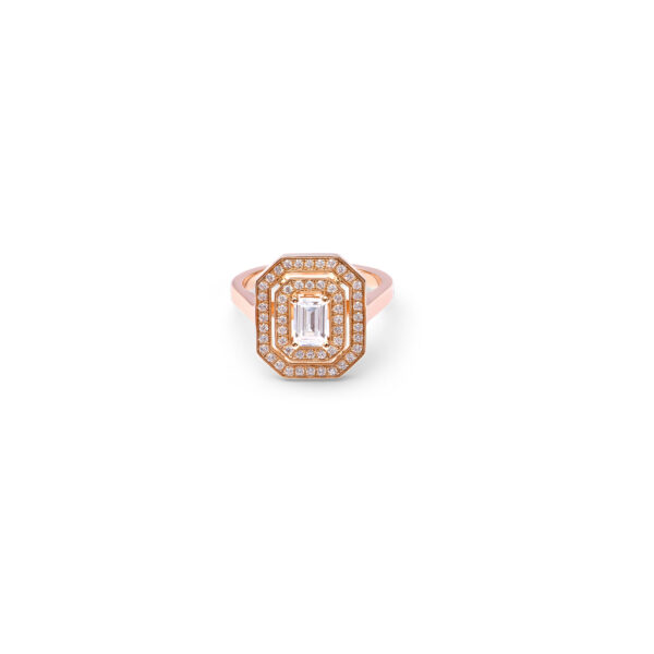 Bague art deco en or rose vue de face