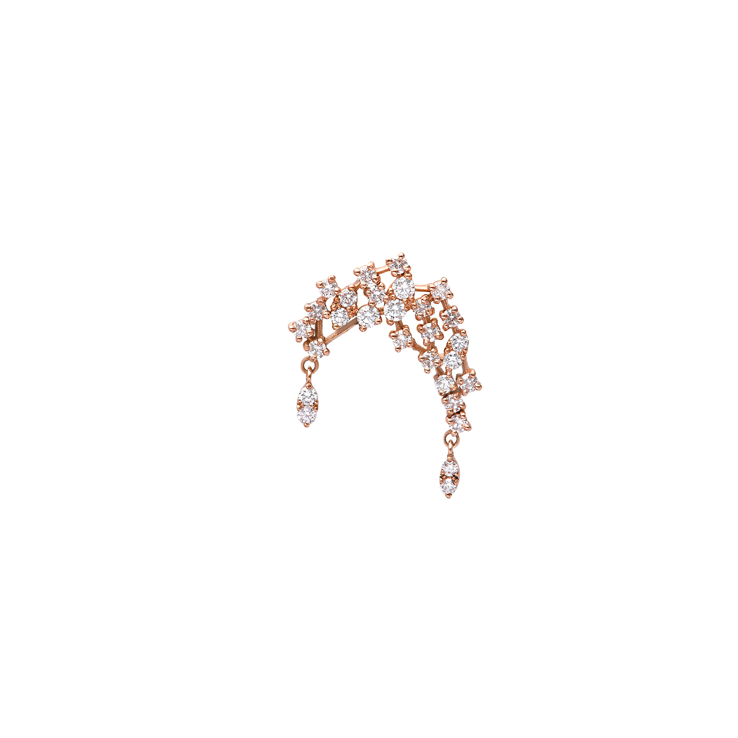 Boucle d'oreille amanda half moon en or rose vue de face