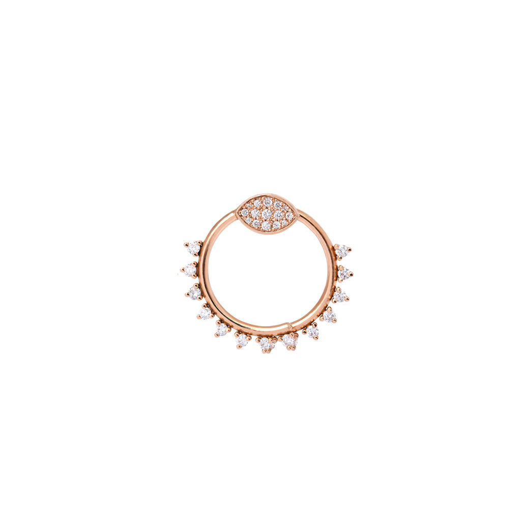Boucle d'oreille amanda wings en or rose vue de face
