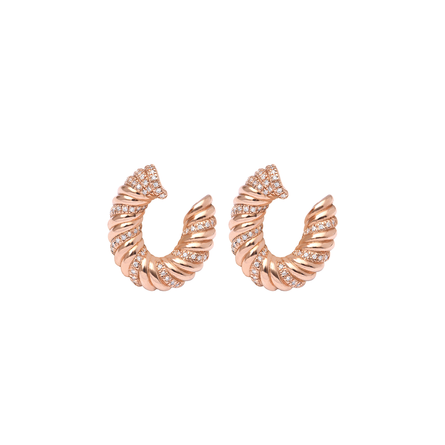 Boucle d'oreille sophia twist en or rose vue de face