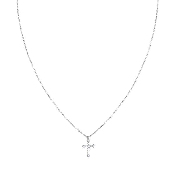 Collier sign croix en or blanc