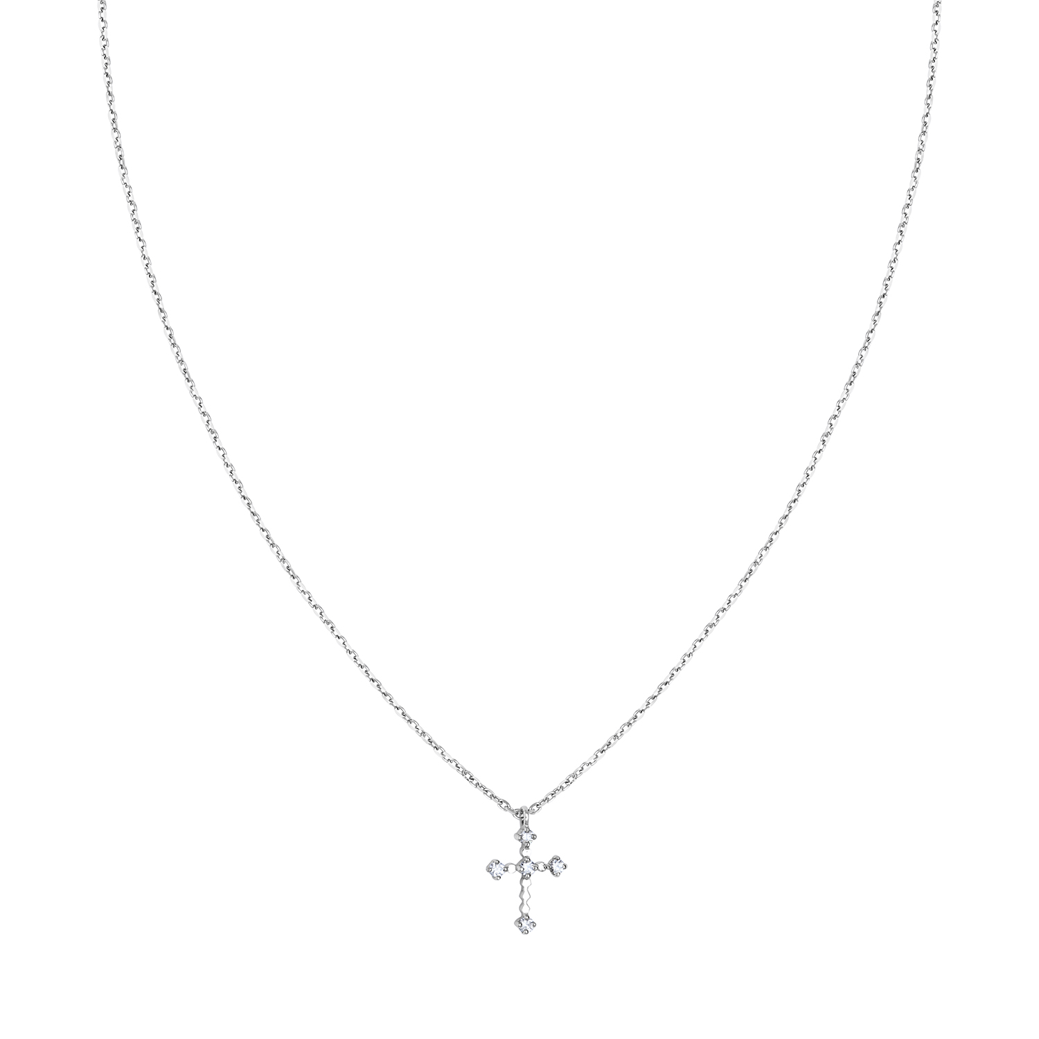 Collier sign croix en or blanc