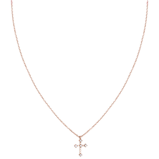 Collier sign croix en or rose