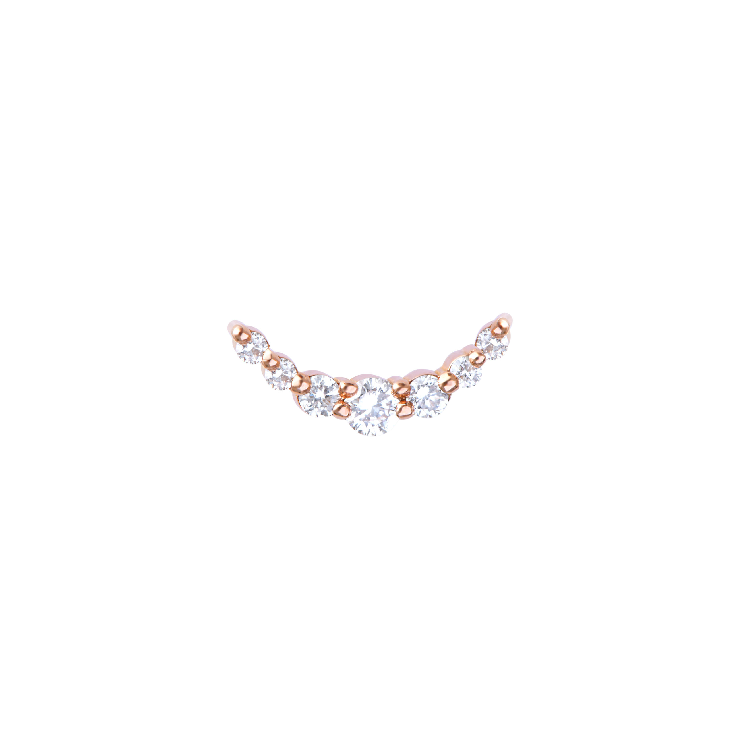 Puce d'oreille iris wave en or rose 7 diamants