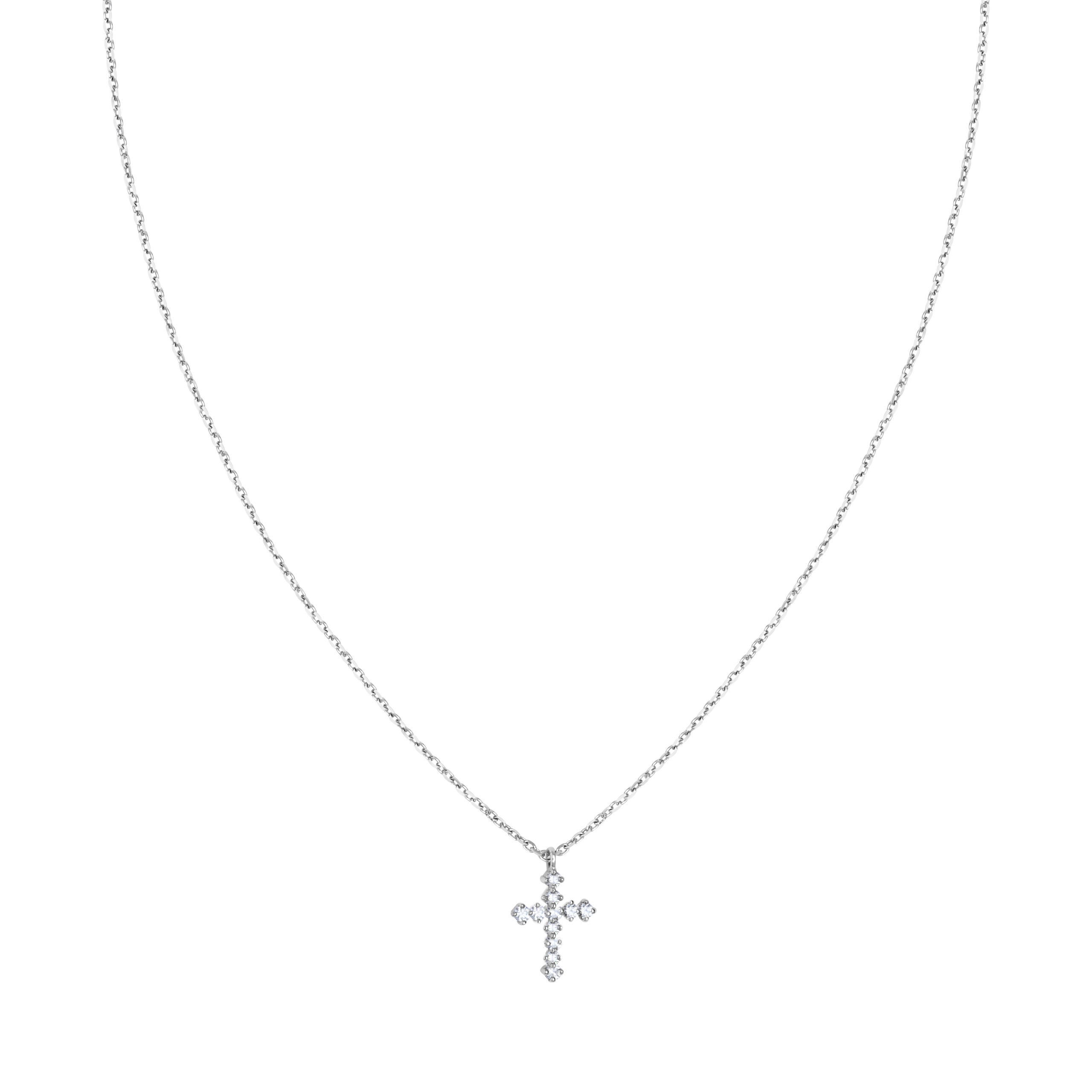 Collier croix diamonds en or blanc