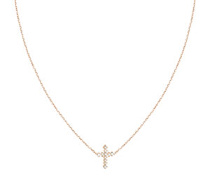 Collier Sign Croix Diamond en or rose