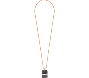 Collier plaque paving black en or rose