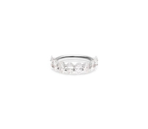 Demi Alliance Dentelle Ovale en or gris